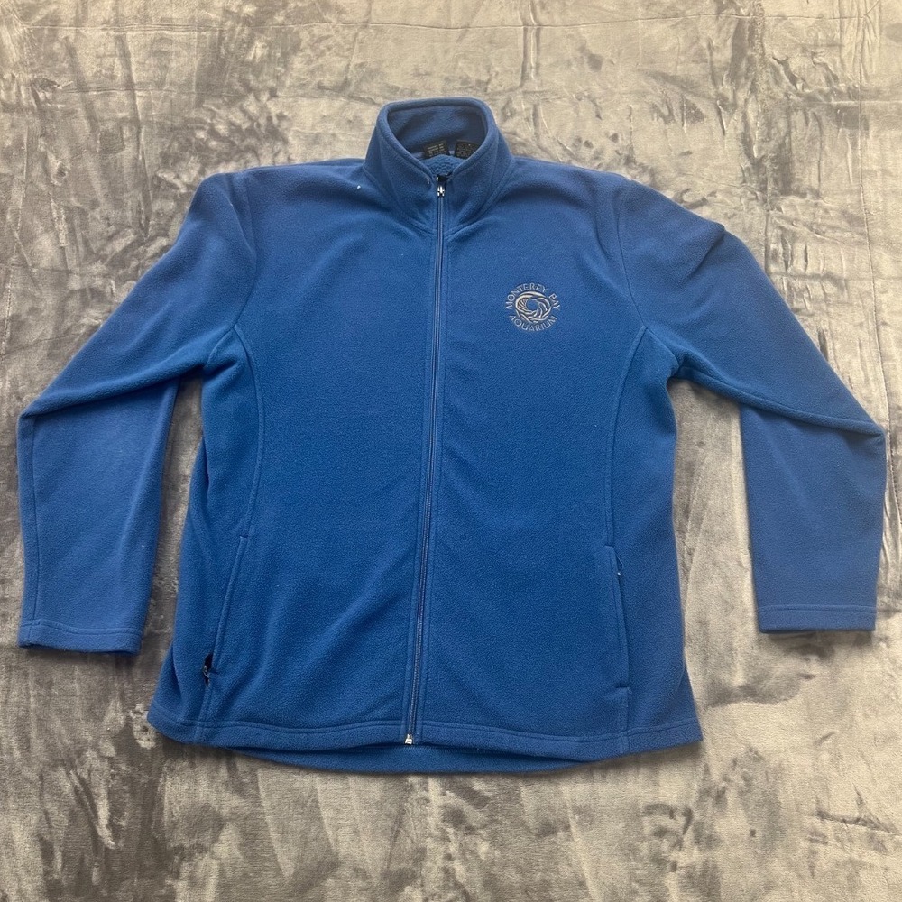 Monterey Bay Aquarium Fleece Jacket Womens‎ XL Blue Embroidered Logo Full Zip